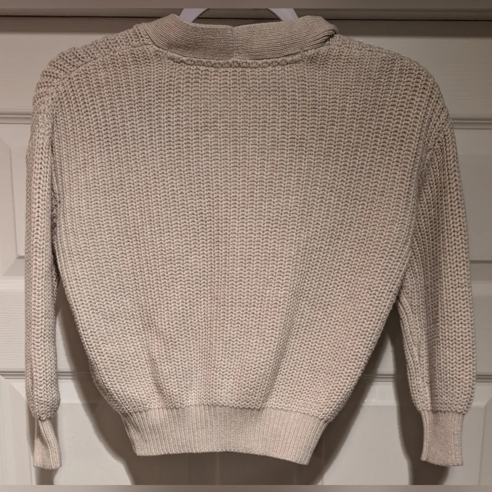 Gap NWT $55 Kids Shaker Stitch Beige Cardigan 100% Cotton Size Small 6-7 NEW! - Picture 5 of 13